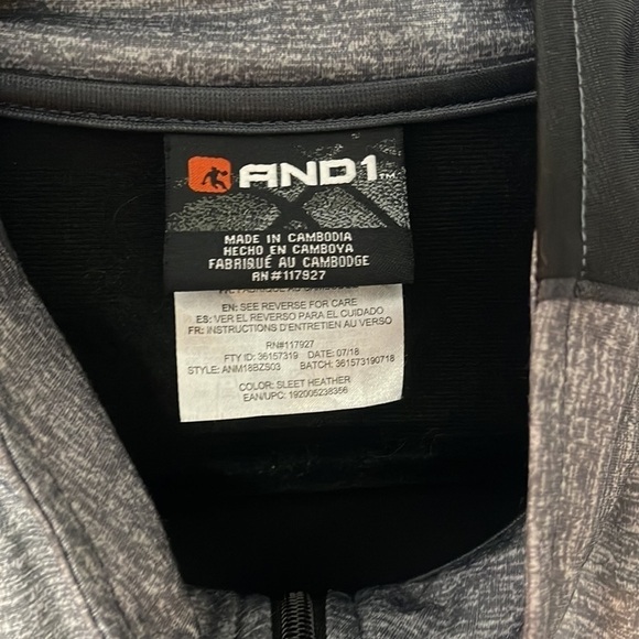 AND1 GREY AND BLACK ZIP UP JACKET (XL) - Picture 4 of 6